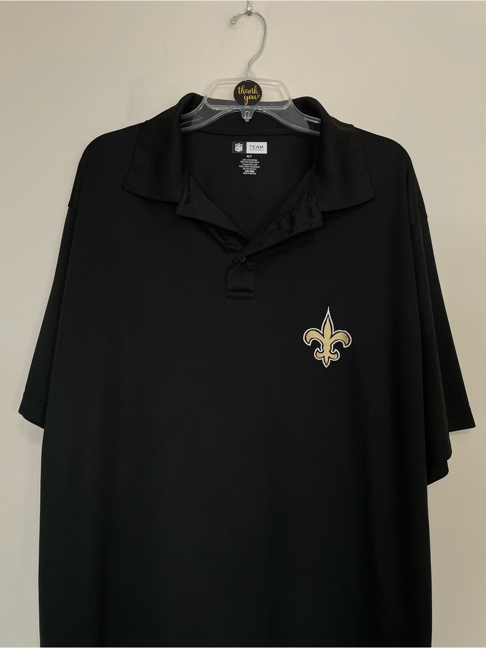NFL New Orleans Saints Men's Black Polo Shirt Size XLT